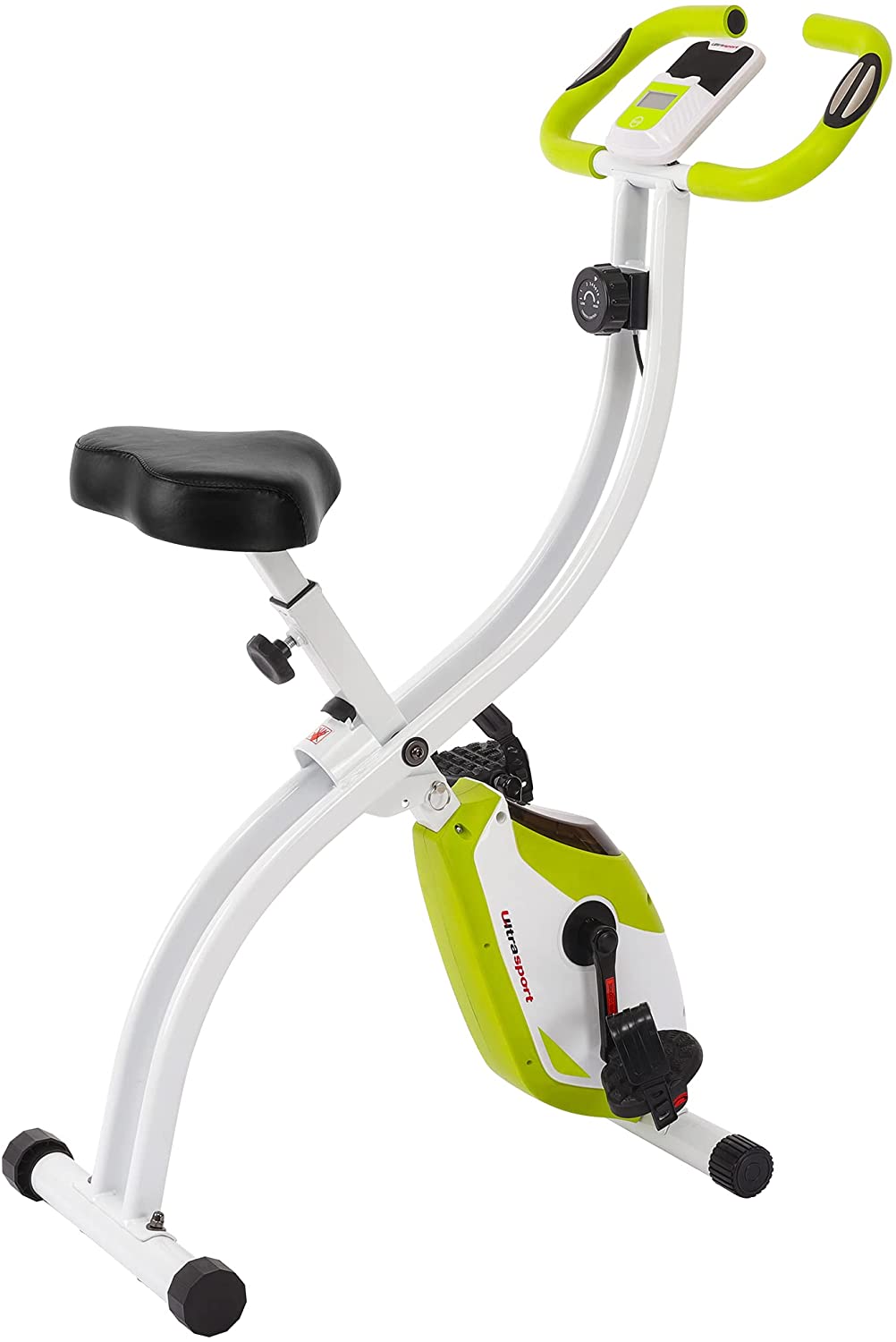 Ultrasport Heimtrainer F-Bike,LCD-Display, klappbarer Hometrainer,opt. Mit Rückenlehne,verstellbare Widerstandsstufen, mit Handpulssensoren, faltbarer Fahrradtrainer, für Sportler und Senioren