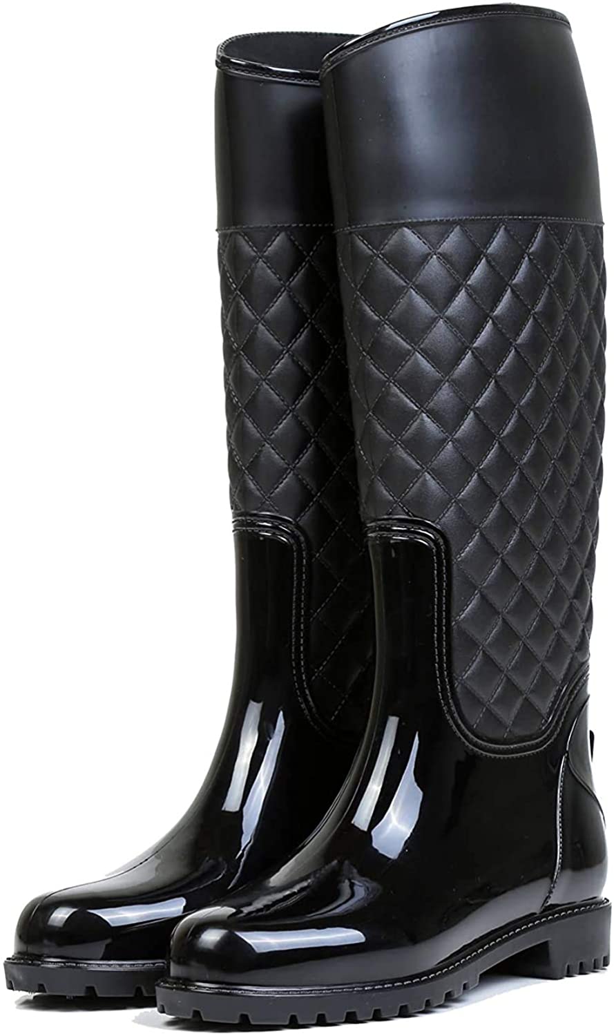 AONEGOLD Damen Gummistiefel Langschaft wasserdichte Regenstiefel Casual Garten Stiefel