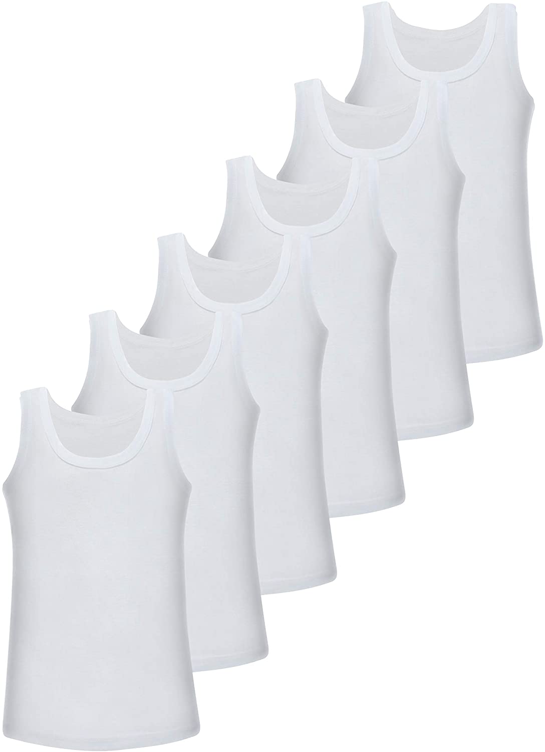 LOREZA ® 6 Pack Jungen Unterhemden 100% Baumwolle Tank Top