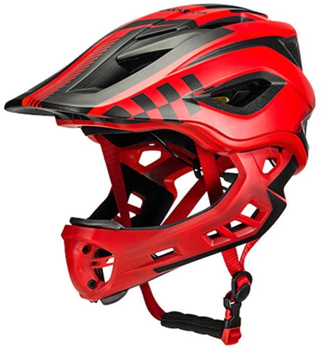 ROCKBROS Fahrrad Kinderhelm Integralhelm Downhill Helm S 48-53cm M 53-58cm für Kinder und Jugend mit Abnehmbare Kinnschutz Integriert EPS/PC Stoßfest Anti-Schweiß