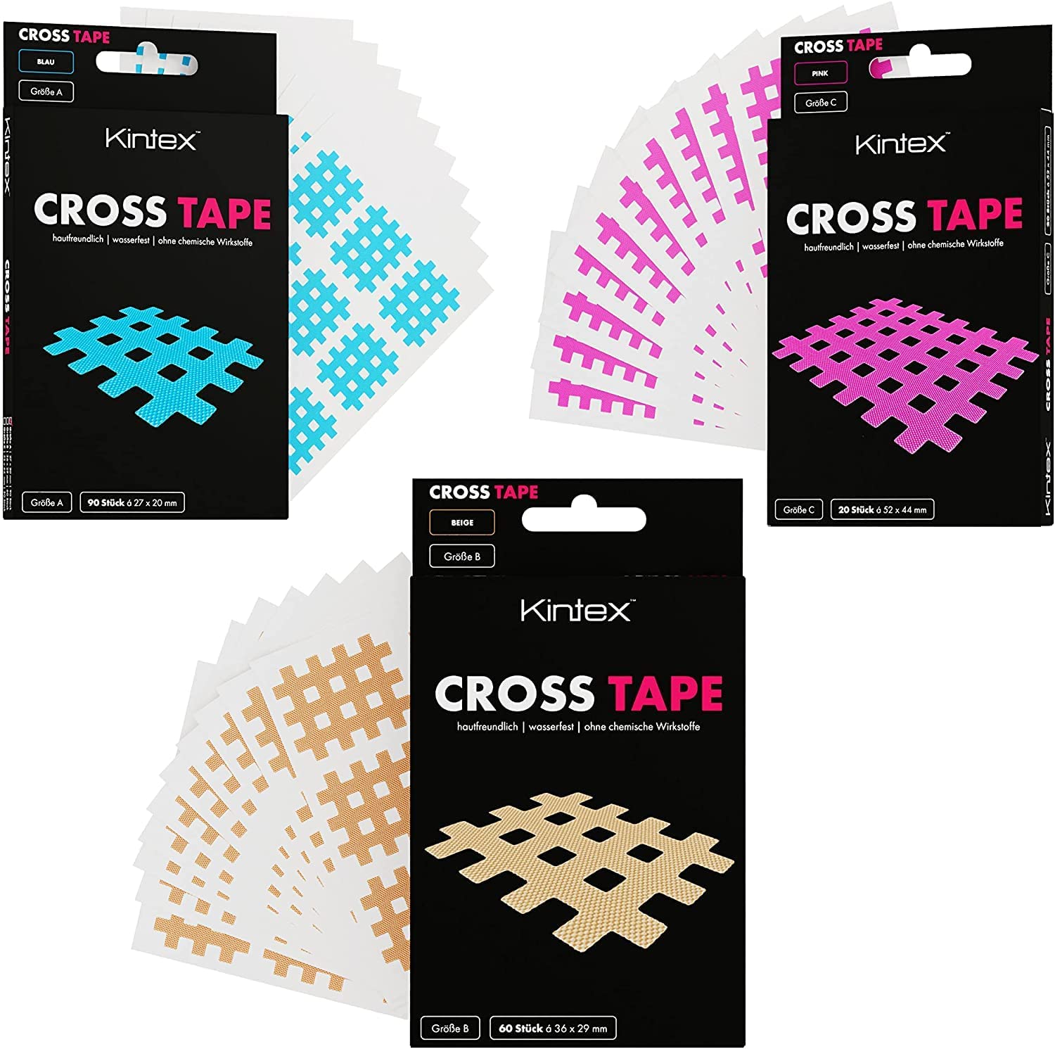 Kintex Cross-Tape, verschiedene Farben und Größen, Akkupunktur, Trigger, Schmerzpunkt, Gitter-Pflaster