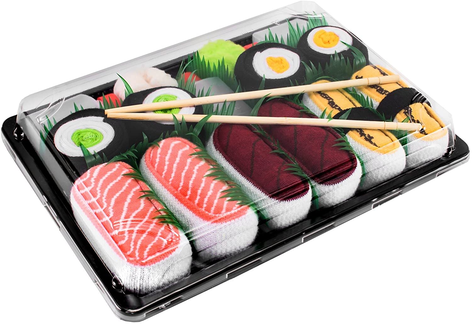 Rainbow Socks - Damen Herren - Sushi Socken Lachs Tamago Thunfisch 2x Maki 5 Paar