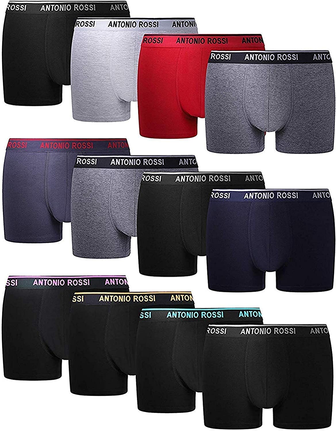 ANTONIO ROSSI Herren Fitted Boxer Hipster (12er Pack)