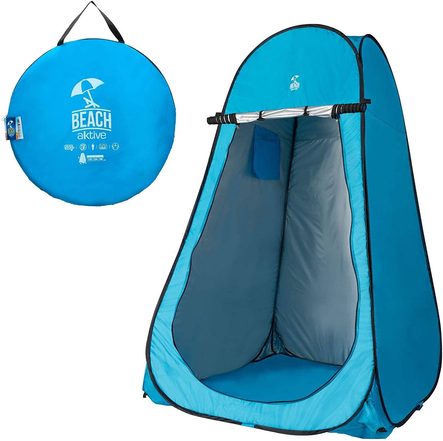 AKTIVE 62163 Wickelzelt für Camping mit Boden 120x120x190 cm, Blau/Türkis, 120 x 120 x 190 cm