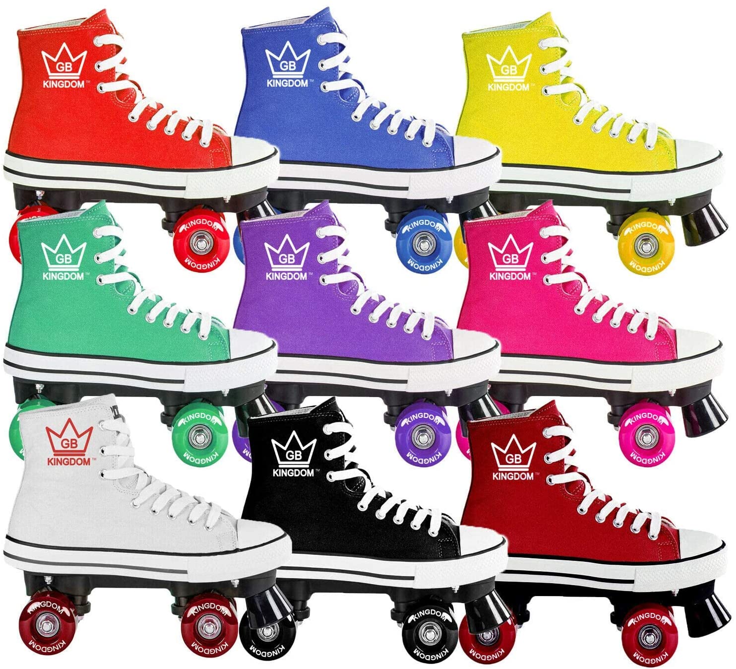 Kingdom GB HI-PE Canvas Skaten Rollschuhe mit 4 Rollen Skates