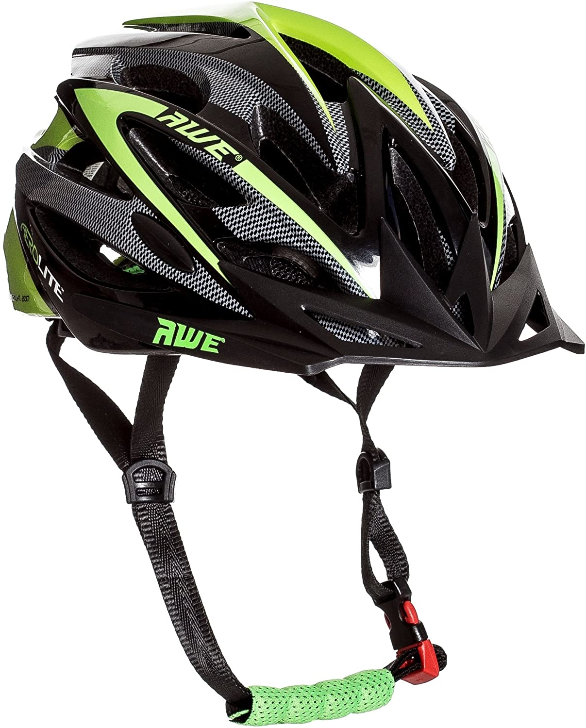 AWE® Aerolite Herren Fahrradhelm, Schwarz/Grün, Größe 58-61 cm