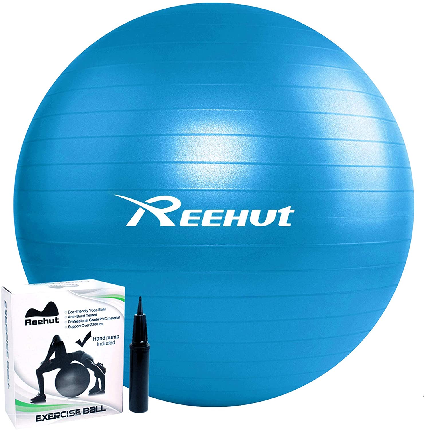 REEHUT Gymnastikball Sitzball Yoga Ball Pilates Ball Fitnessball Anti-Burst inkl Pumpe mit Belastbarkeit bis zu 500kg Core-Training Fitness…