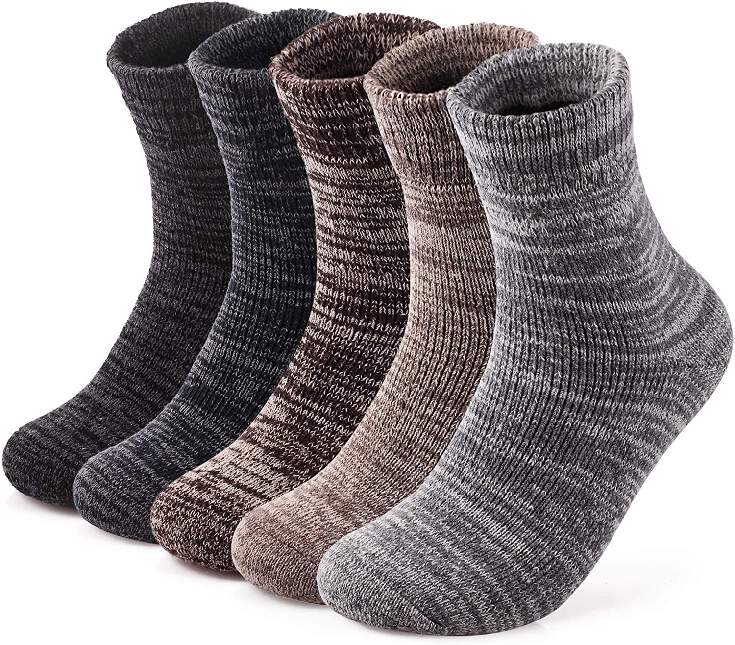 5 Paar dicke und warme Herren-Thermosocken aus schwerer Wolle, Multipack