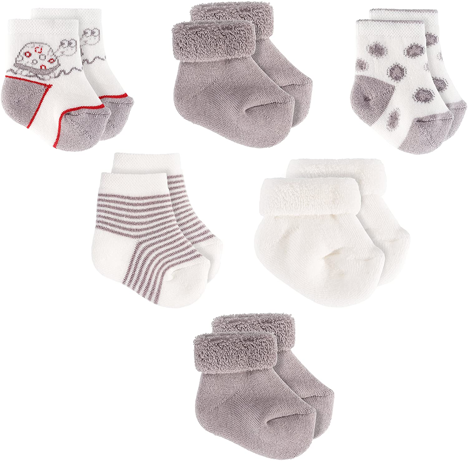 Jacobs Babymoden Baby Socken Erstlings-Söckchen - Erstlingssocken 6er Pack (0-3 Monate) Baumwolle, schadstoffgeprüft (Schildkröte)