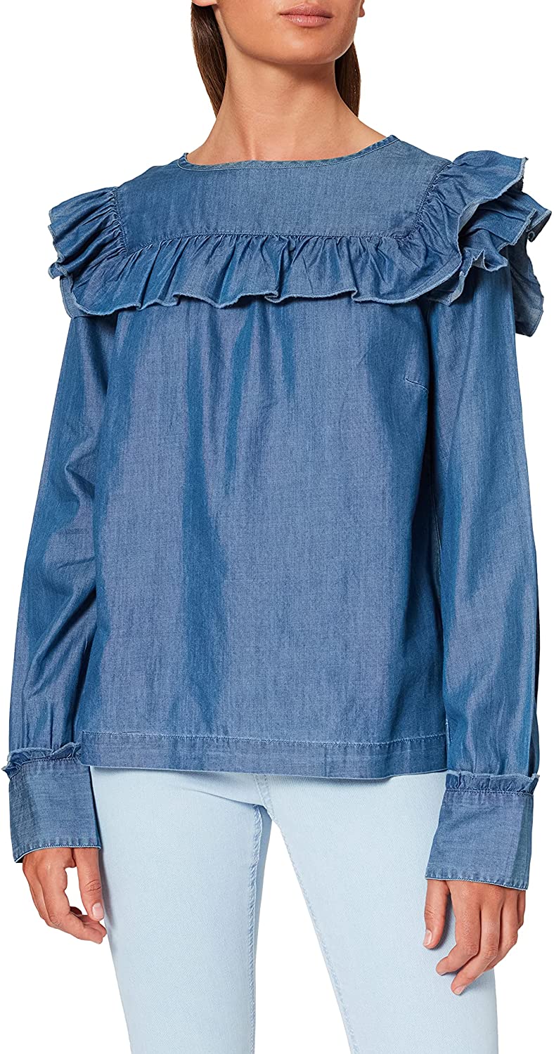 Amazon-Marke: find. Damen Denimjacke mit Rüschendetail