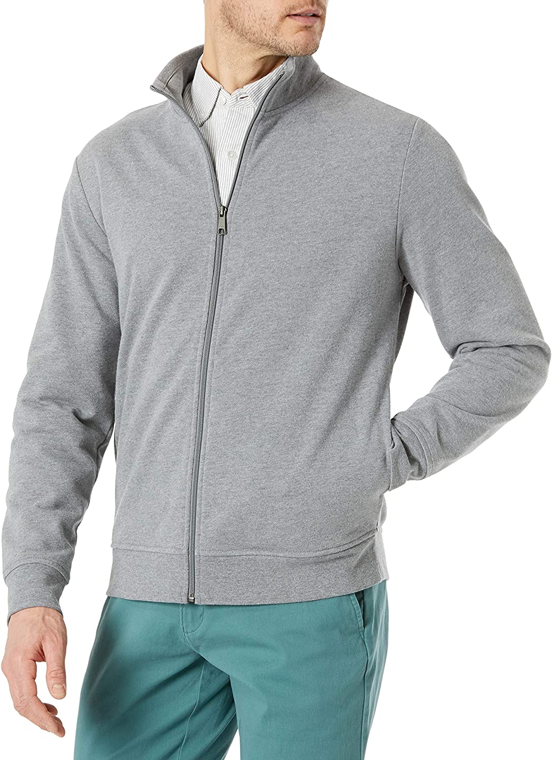 Amazon Essentials Herren Leichtes French Terry Sweatshirt mit Stehkragen und durchgehendem Reißverschluss