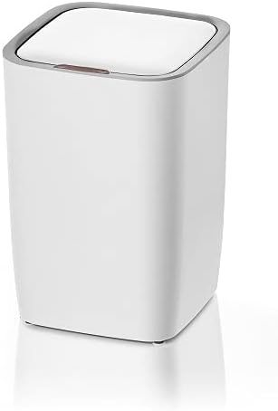 AMARE Automatischer Sensor Kosmetikeimer, Mülleimer mit 10,5 L Volumen, quadratisch in Weiß, 30 x 21 x 21 cm