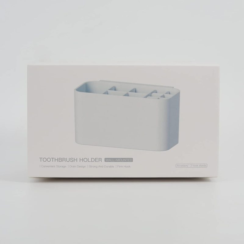 CORNERIA Zahnbürstenhalter Wand - Badezimmer an der Wand befestigter Zahnbürstenbehälter - Zahnpastaständer (4 Zahnbürstenfächer + 6 elektrische Zahnbürstenköpfe) (weiß)