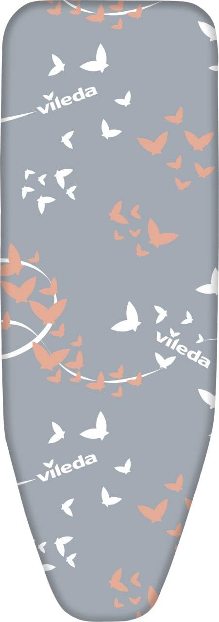 Vileda Premium 2in1 Bügelbrettbezug für Dampfbügelstation, geeignet für Bügelbretter von 30–45 cm x 110–130 cm, aus Baumwolle, Farbe Silber-Grau