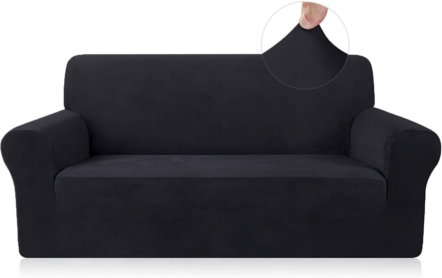 Ronyes Sofabezug Elastische Stretch Spandex Stretch Sofa-Überwürfe Sofahusse für Sofa mit Armlehne Anti-Rutsch-Schaum 2 Sitzer Schwarz