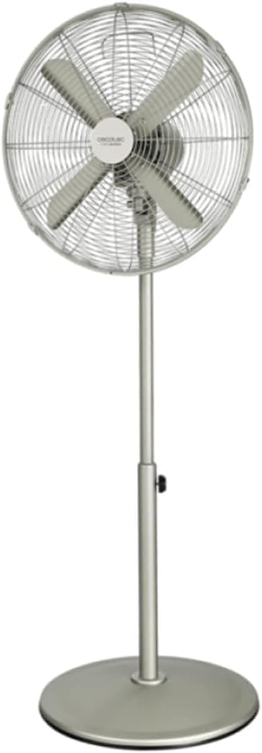 Cecotec Standventilator EnergySilence 610 Steelstyle. 50 W, Stahl-Finish, Durchmesser 40,6 cm mit 4 Flügeln, 3 Geschwindigkeiten, Oszillation, höhenverstellbar, maximale Sicherheit