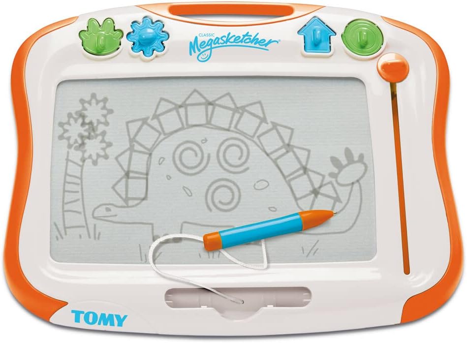 Tomy MegaSketcher Magnettafel für Kinder, Magnet Maltafel, Kinderspielzeug, Zaubertafel, fördert die Kreativität, ab 3 Jahre, Orange