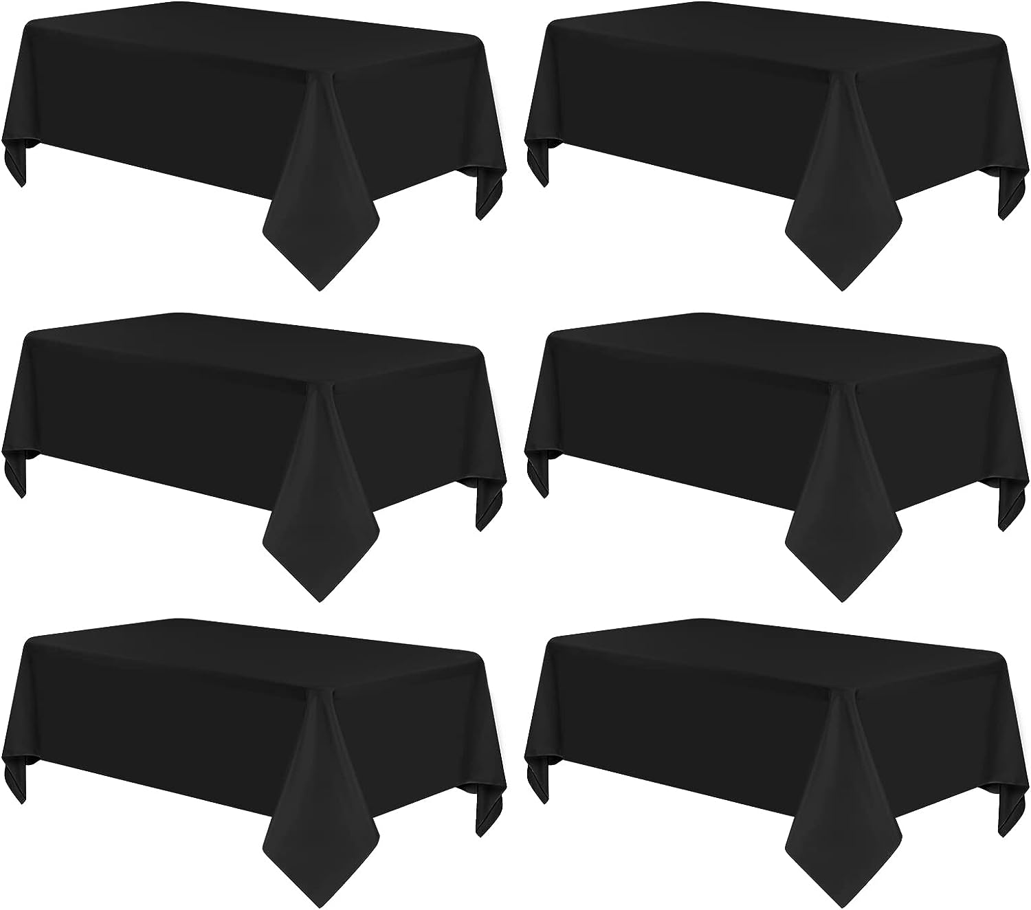 6 Packungen Schwarze Tischdecken Polyester Rechteckige Tischdecken 153 x 320cm, wasserdichte und Knitterfeste, Schwarze Waschbar Tischdecken im Hochzeit Geburtstag Party Küche Empfang Drinnen Draußen