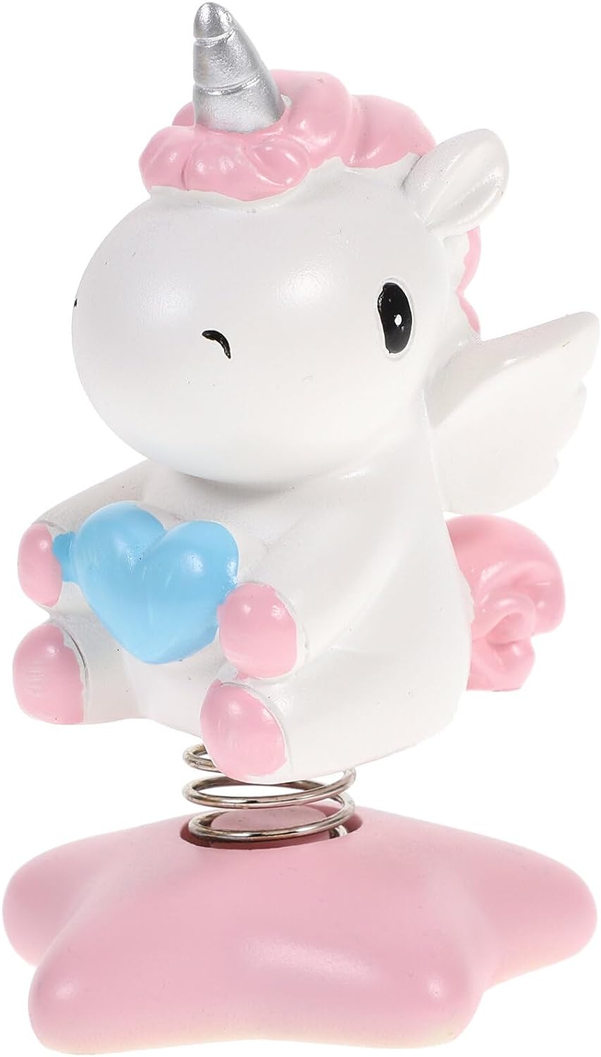 Amosfun Schüttelnder Kopf, Einhorn-Figur, Spielzeug, Auto-Armaturenbrett-Ornament, dekoratives Spielzeug, Auto-Verzierung, Zubehör (Pink)