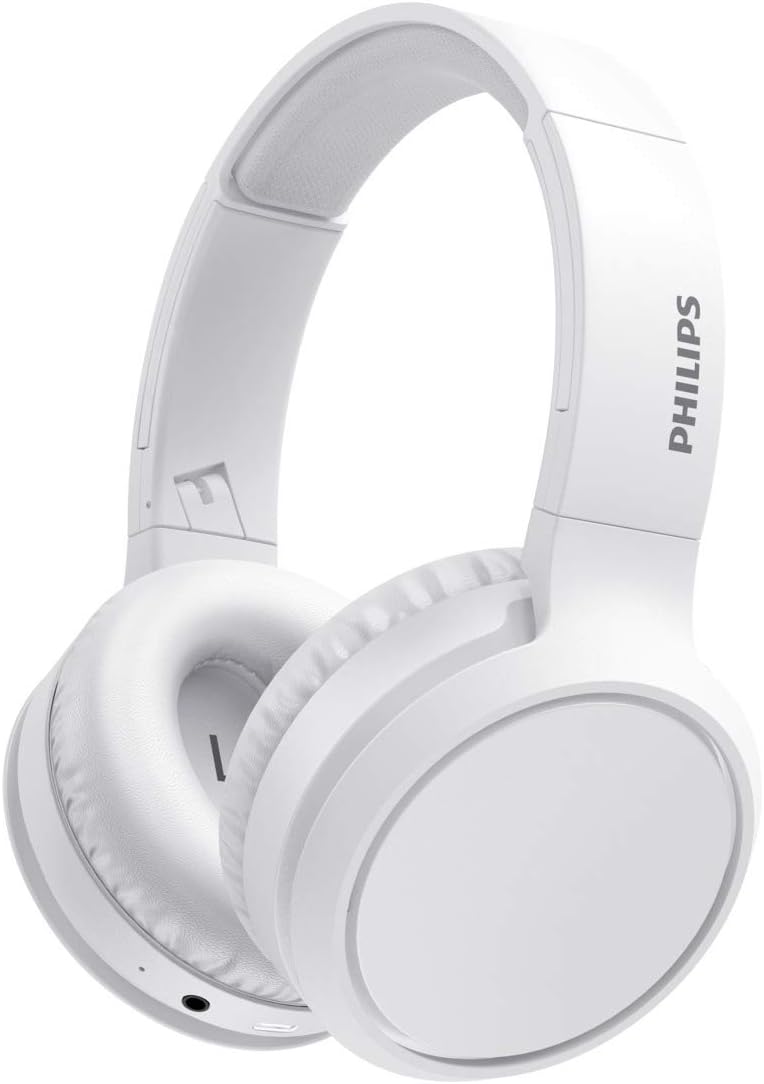 Philips Kopfhörer Bluetooth mit Mikrofon/Kabellos, Geräuschisolierung, 29 Stunden Spielzeit, Schnellladung, BASS Boost-Taste/Philips Kopfhörer Over Ear TAH5205WT/00