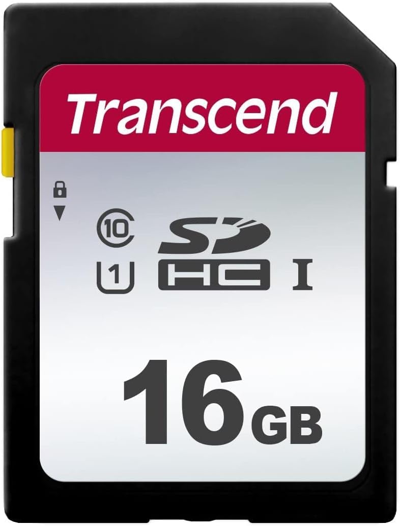 Transcend Highspeed 16GB SDHC Speicherkarte (für Digitalkameras / Photo Box / alltägliche Aufnahmen & Videos / Autoradio) Class 10, UHS-I U1 TS16GSDC300S-E (umweltfreundliche Verpackung)