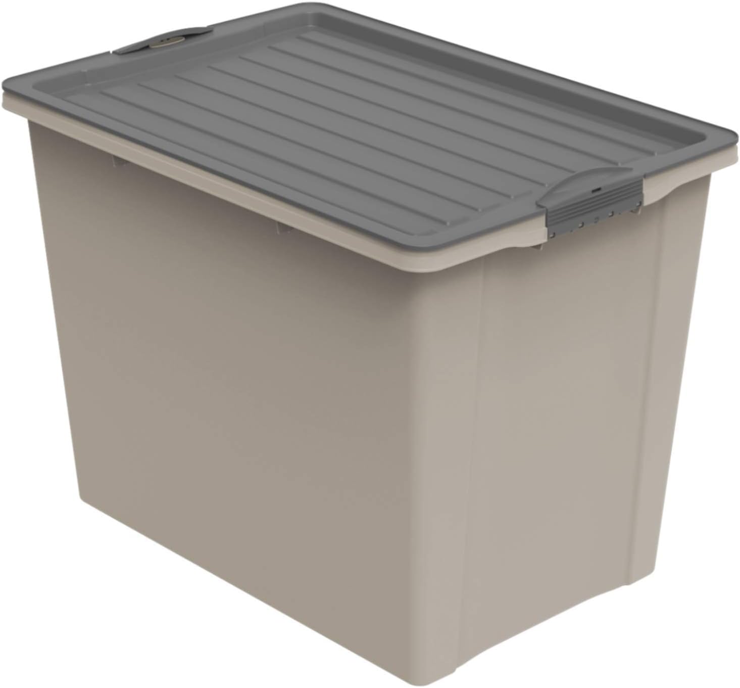 Rotho Compact Aufbewahrungsbox 70l mit Deckel und Rollen, Kunststoff (PP recycelt) BPA-frei, cappuccino/anthrazit, A3/70 Liter (57,0 x 39,5 x 43,5 cm)