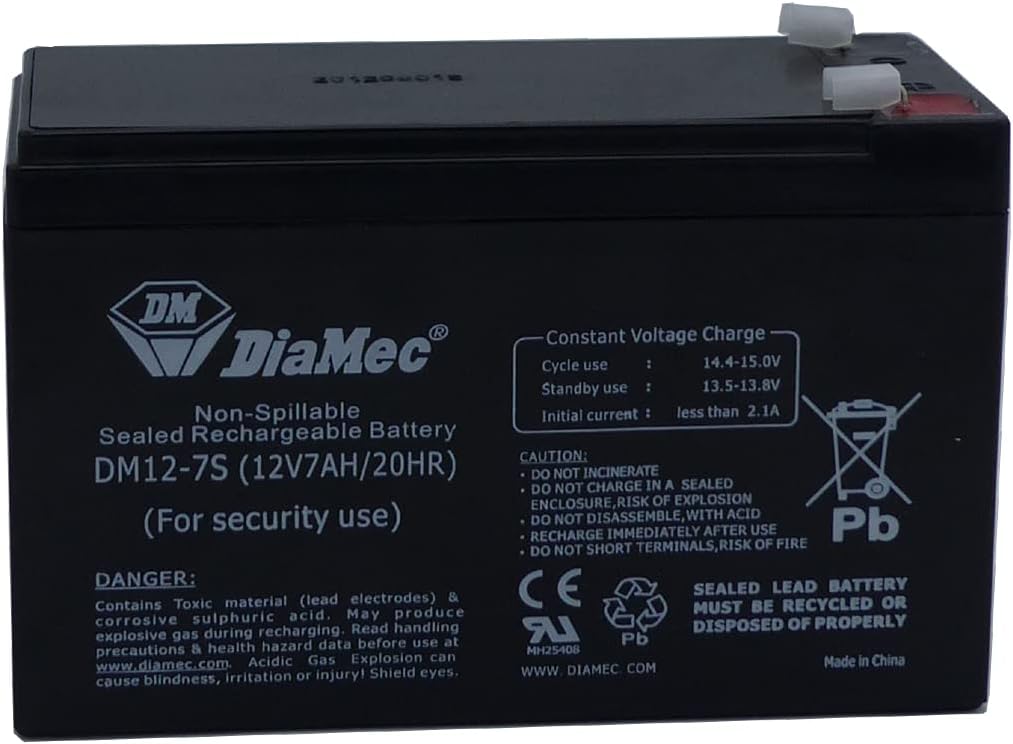 Diamec AGM-Blei-Akku 12 V 7 Ah F1 für Sicherheit