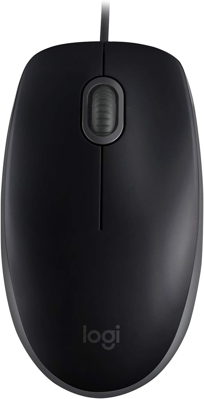 Logitech B110 Kabelgebundene USB-Maus, geräuschlose Tasten, komfortables Design in voller Größe, beidhändig bedienbar PC / Mac / Laptop - Grau