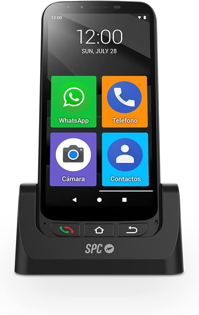 SPC Zeus 4G PRO + Gehäuse – Smartphone für Senioren 4G, Einfacher Modus mit großen Symbolen, SOS-Taste, Fernkonfiguration, physische Tasten, 3GB RAM, 32GB ROM, 13MP Kamera, Android 11, Ladestation