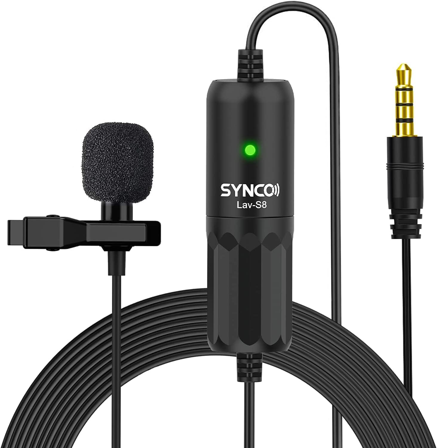 SYNCO S8 8 Meter Lavalier-Mikrofon-Krawatte-Kondensator, Omnidirektional, Clip Microphone, kompatibel für DSLR, Reflexkameras, Handys, Laptop, PC