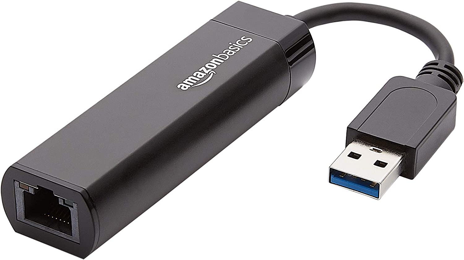 Amazon Basics USB-3.0-auf-10/100/1000-Gigabit-Ethernet-Internetadapter, Schwarz, 1 Stück