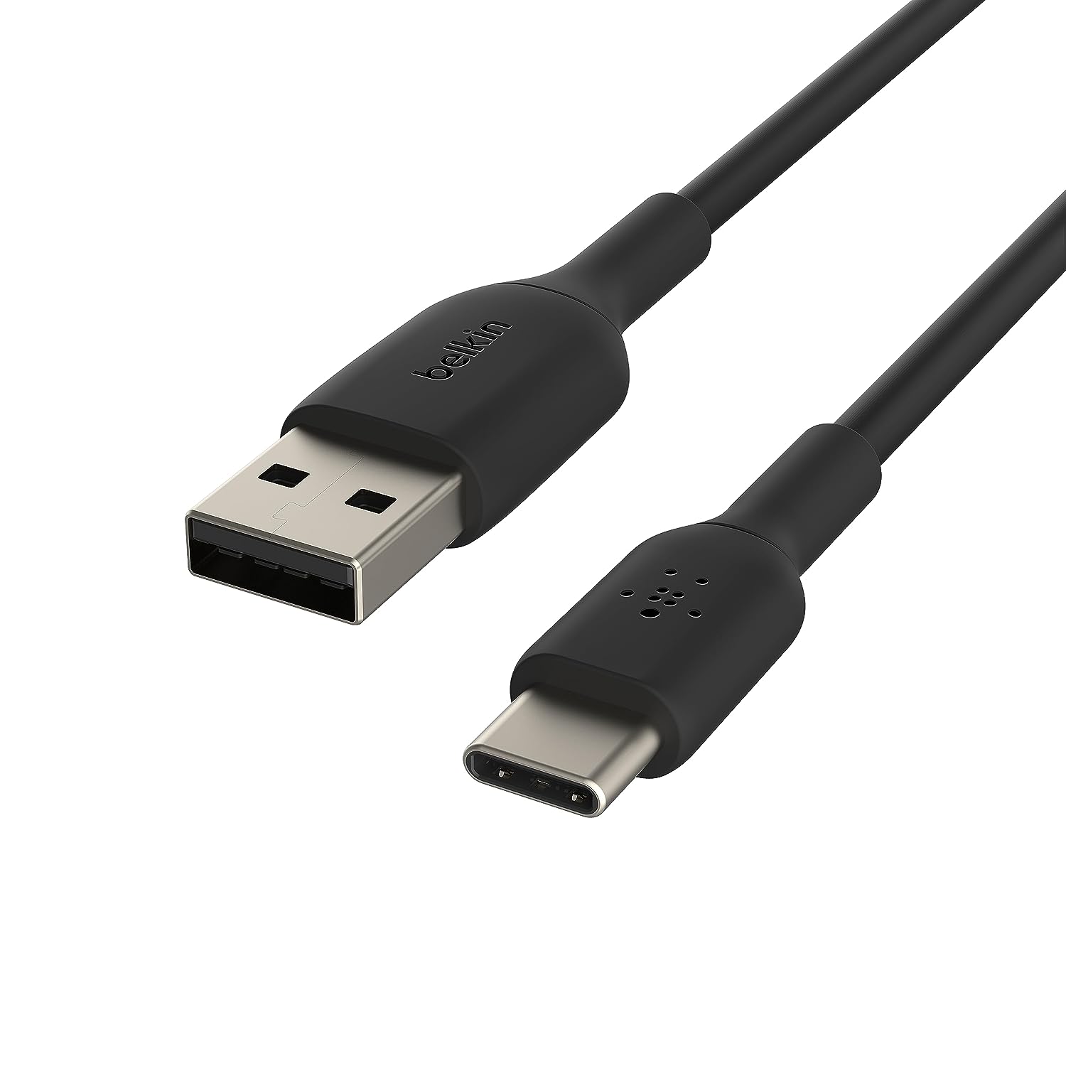 Belkin Boost Charge USB-C-Kabel (USB-C/USB-A-Kabel, USB-Typ-C-Kabel für Pixel, iPad Pro, Nintendo Switch und andere Geräte, etwa von Samsung Galaxy S23, S23+, S23 Ultra), 2m, Schwarz