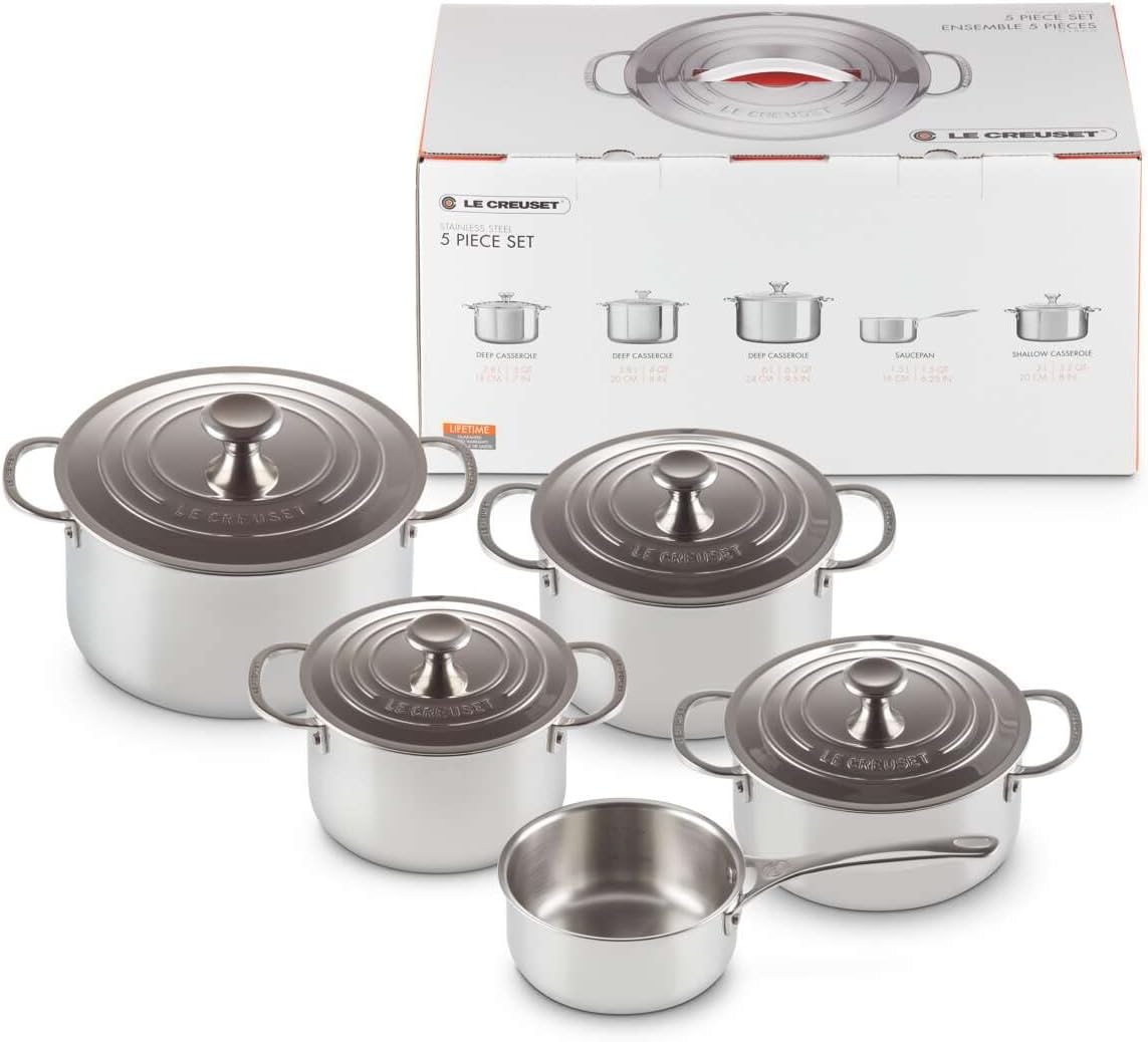 Le Creuset 5-teiliges Topfset aus 3-ply PLUS Edelstahl, 96605300000000