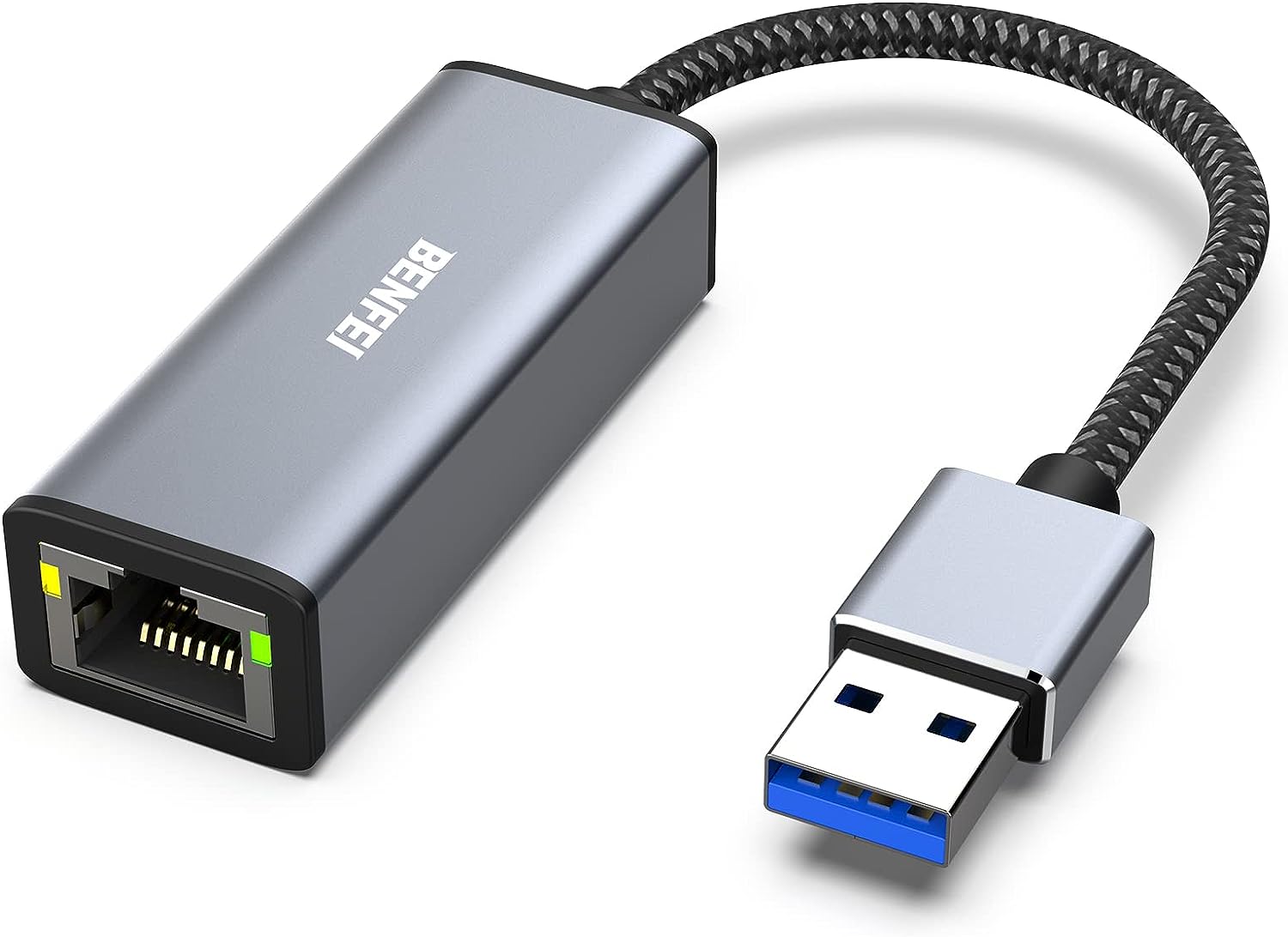 USB auf Ethernet Adapter, BENFEI USB 3.0 zu RJ45 1000Mbps Ethernet LAN Netzwerkadapter, Kompatibel für Laptop,PC mit Windows 7/8/10, XP, Vista, Mac[Nylon geflochten&Aluminum Alloy]