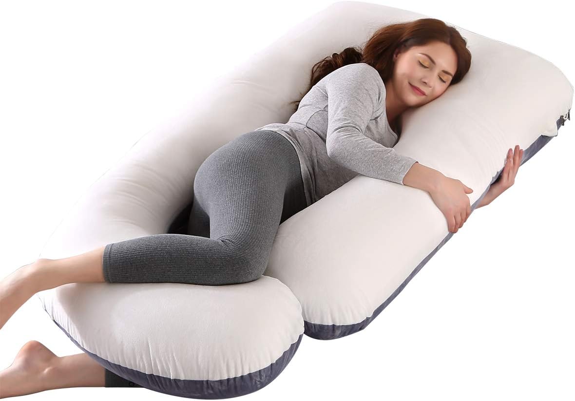 SHANNA Schwangerschaftskissen U Förmiges XXL ,Gross Stillkissen Seitenschläferkissen, U Form Körperkissen mit Abnehmbarem und Waschbarem Bezug,70*145CM Pregnancy Pillows