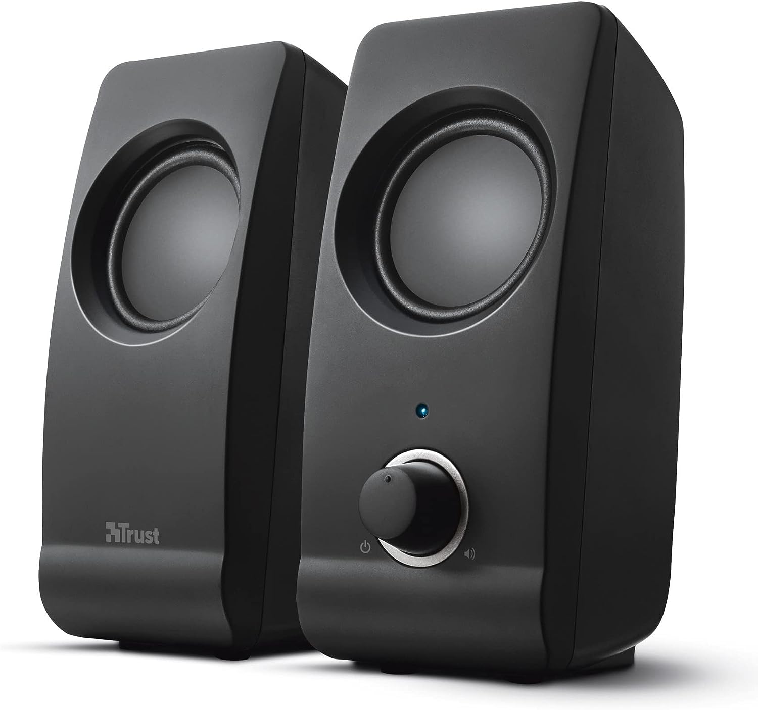 Trust Remo 2.0 PC Lautsprecher Boxen 16 W (8 W RMS), 3,5 mm Audioanschluss, Stromversorgung über USB, Kompaktes Soundsystem, Stereo Lautsprecherset für Computer, Laptop – Schwarz