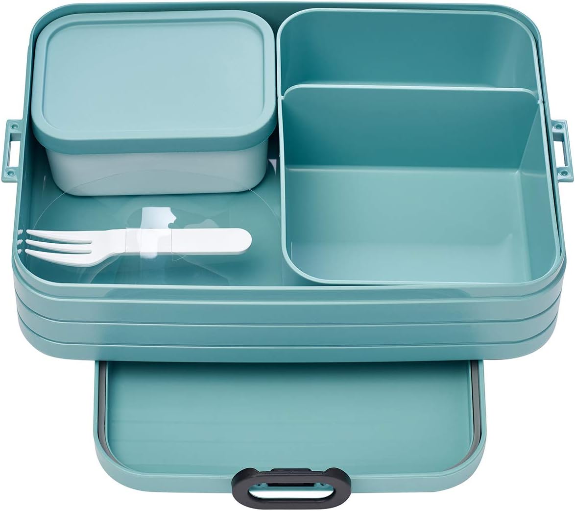 Mepal Bento-Lunchbox Take A Break Nordic Green Large – Brotdose mit Fächern, geeignet für bis zu 8 Butterbrote, TPE/pp/abs, 0 mm