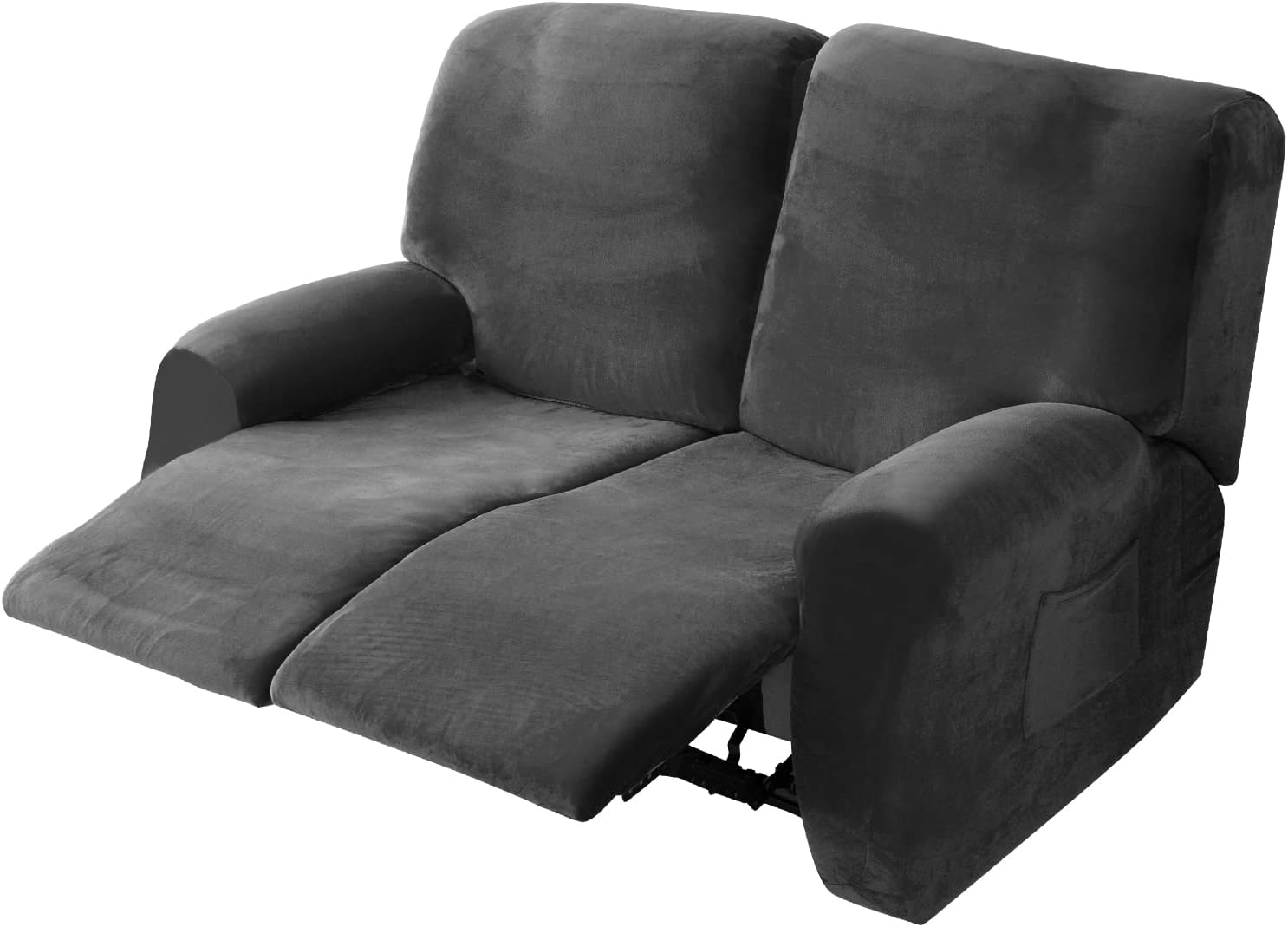 OKYUK 6 Stück Ruhesessel Bezug für 2 Sitzplätze, Relaxsessel bezüge 2 Stück Elastischer Antirutsch Stretchhusse, Ruhesessel Loveseat Schonbezug Möbelbezug (Ruhesessel Loveseat, Dunkelgrau)