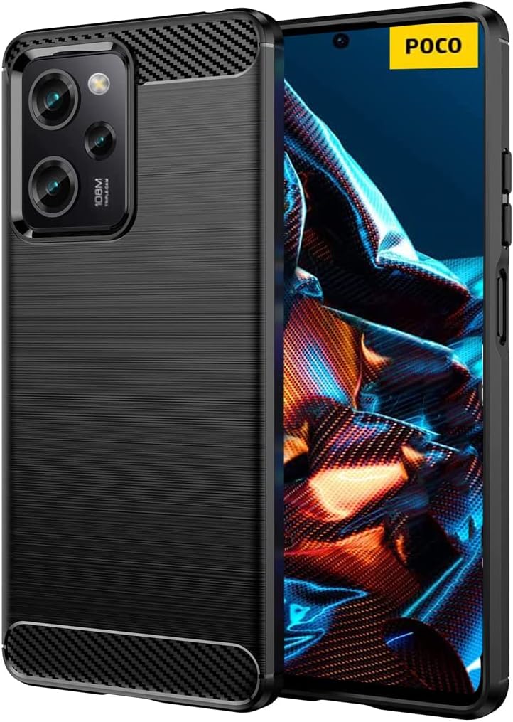 Wookfiss Hülle für Xiaomi Poco X5 Pro 5G/Redmi Note 12 Pro 5G Kohlefaser Material Design Silikon TPU Flexible Stoßfeste Schutzhülle Kompatibel mit Poco X5 Pro/Redmi Note12 Pro 5G