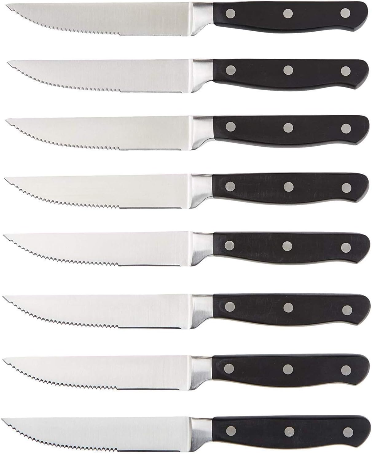 Amazon Basics Messerset, 8-teilig, Schwarz/Rostfreier Stahl