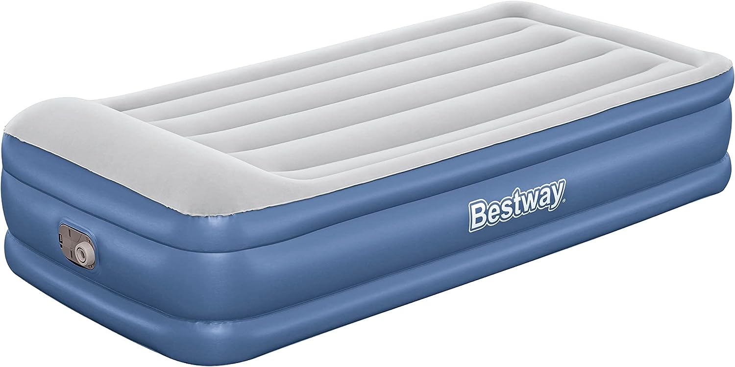 Bestway TriTech Luftbett Vento mit integrierter Elektropumpe Single XL/Mid 191 x 97 x 46 cm, Blau