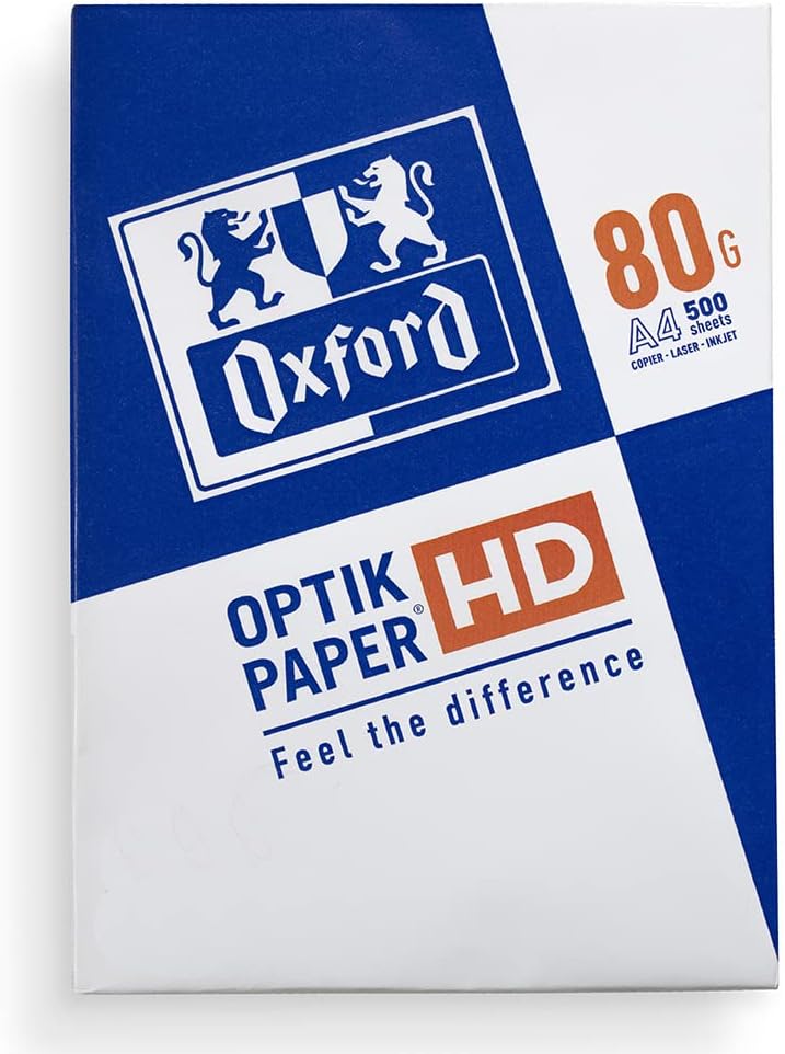 Oxford, A4 Folios, 80 g, weißes Mehrzweckpapier, Laser- oder Inkjet-Drucker, 1 Packung, 500 Blatt