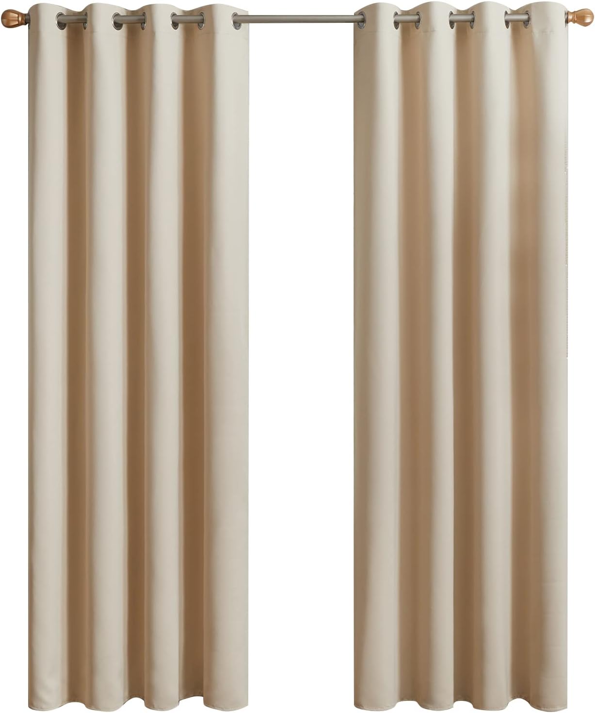 Topfinel Verdunklungsvorhänge Beige Vorhang Blickdicht Gardinen mit Ösen B 140 X H 240 cm Thermovorhang Blickdichte Vorhänge Wohnzimmer Blackout Curtains