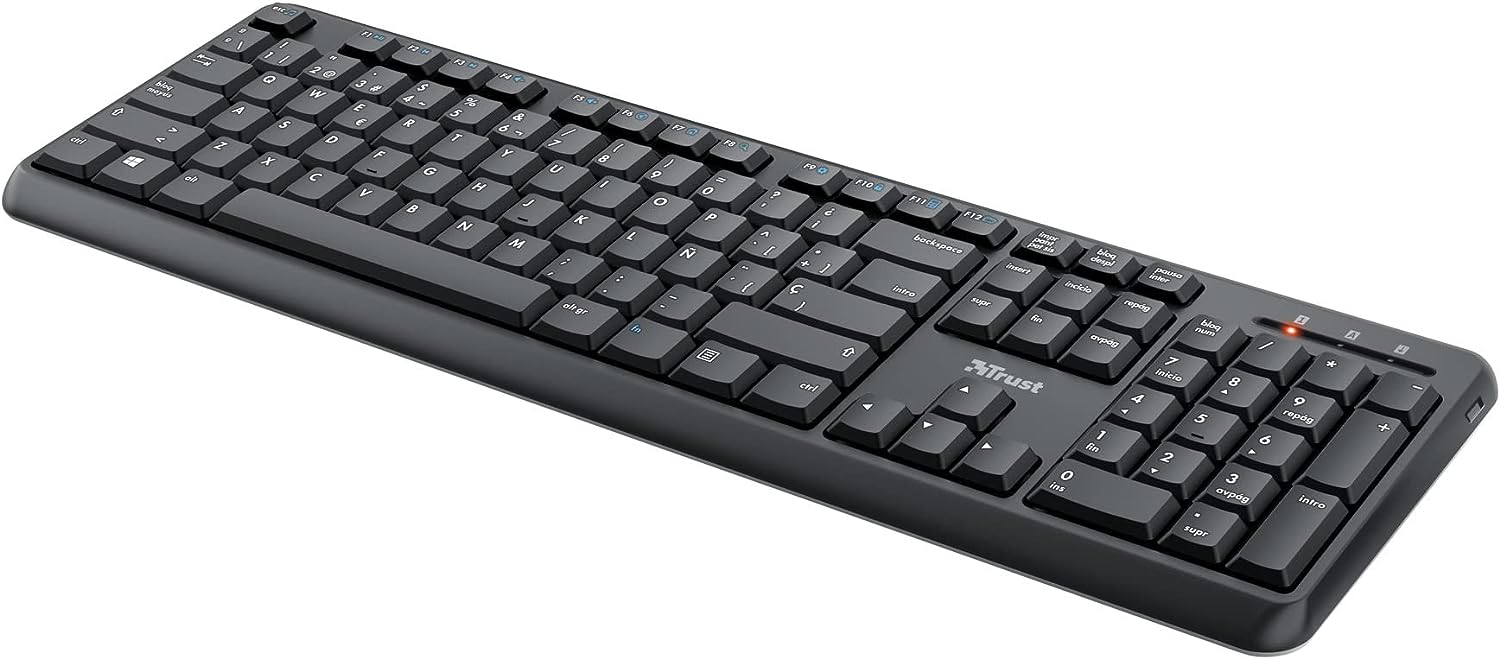 Trust TK-350 Tastatur Kabellos, Spanisches QWERTY-Layout, Schwarz