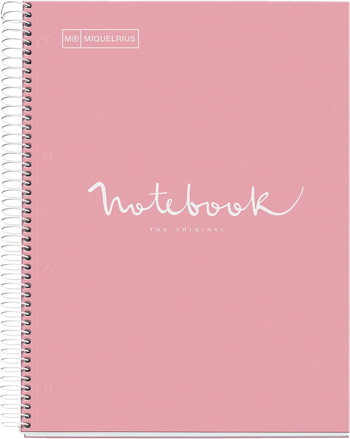 Miquelrius - Cuaderno Notebook Emotions, 1 Franja de Color, A4, 80 Hojas con Rayado Punteado (Dots), Papel 90 g, 4 Taladros, Cubierta de Cartón Duro, color Rosa