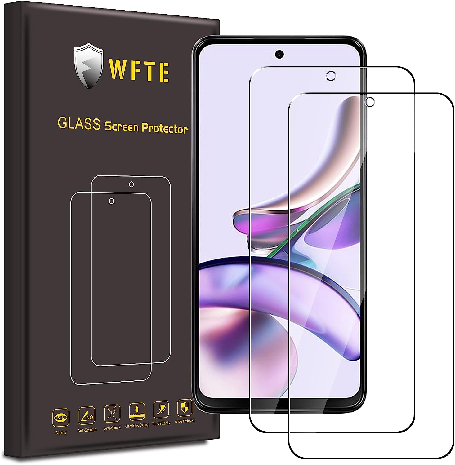 WFTE [2 Stück Schutzfolie für Motorola Moto G13/G23/G53 Panzerglas Glasfolie 9H Härte, Anti-Kratzen, Anti-Bläschen Displayschutzfolien Panzer Schutz Glas für Motorola Moto G13/G23/G53