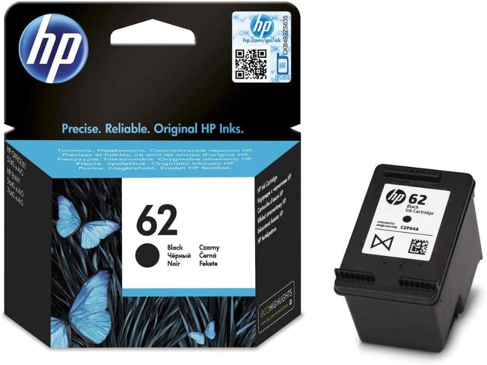 HP 62 (C2P04AE) Original Druckerpatrone Schwarz für HP ENVY 55xx, 56xx, 7640, HP OfficeJet 200, 250, 57xx