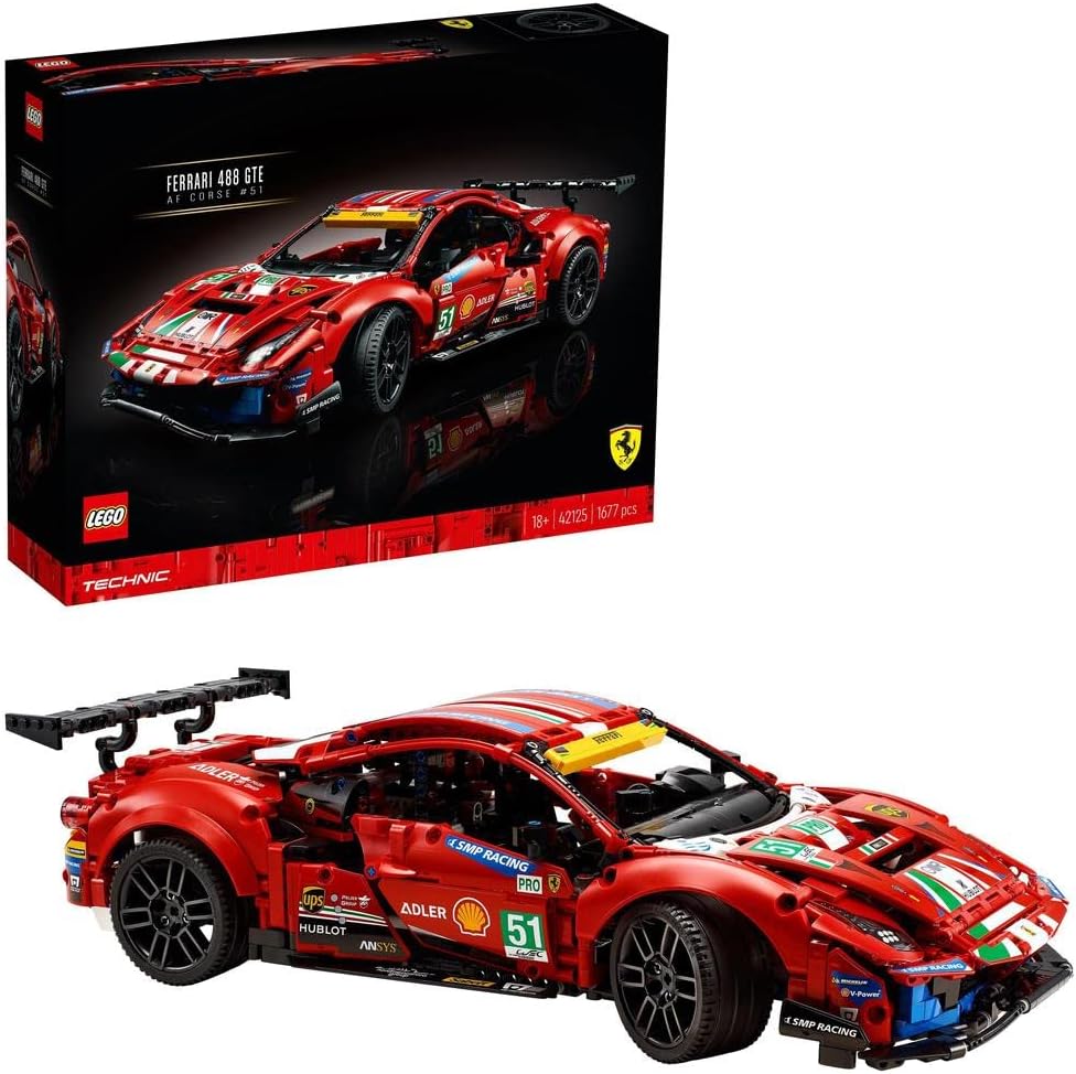 LEGO 42125 Technic Ferrari 488 GTE “AF Corse #51” Supersportwagen, Exklusives Sammlermodell, Sammlerset für Erwachsene