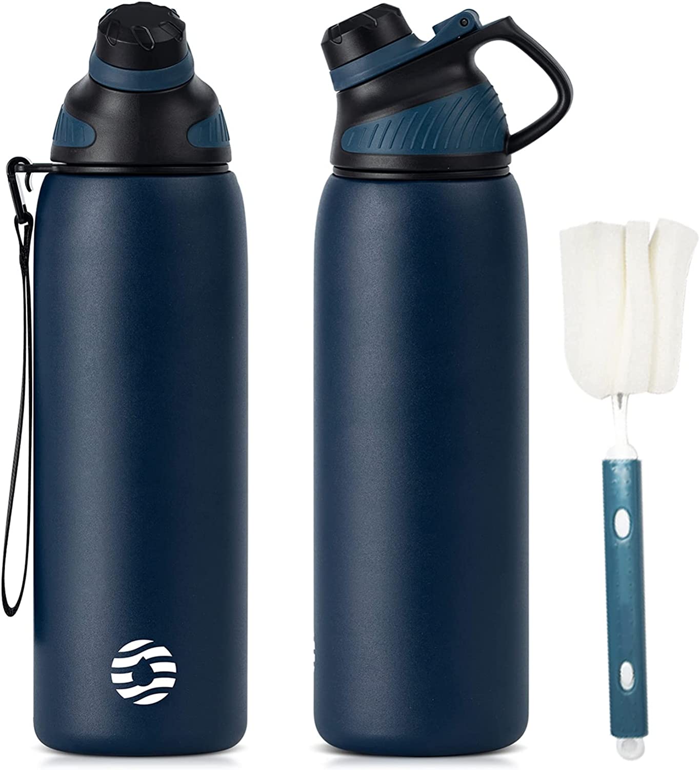 Fjbottle Edelstahl Trinkflasche Sport mit Magnetischem Deckel 1L, 800ml, 600ml, 400ml BPA-Frei Auslaufsichere Kinder Flasche - Kohlensäure geeignet Fahrrad Wasserflasche Thermo für,Schule, Fitness