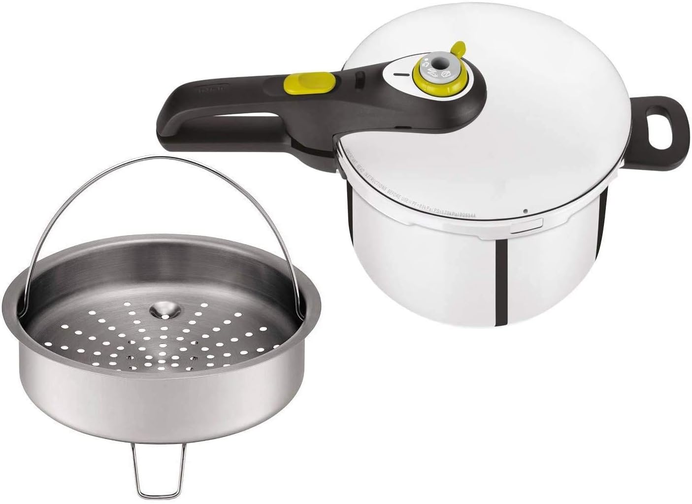 Tefal Secure 5 Schnellkochtopf P25307 | inklusive Dampfkorb mit Dreifuß | 6 L Fassungsvermögen | Hochwertiger Edelstahl | 5-Fach Sicherheitssystem | Geeignet für alle Herdarten, inklusive Induktion